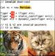 A composite image with C++ code on top, and photographs of a tiger and Persian cat below.